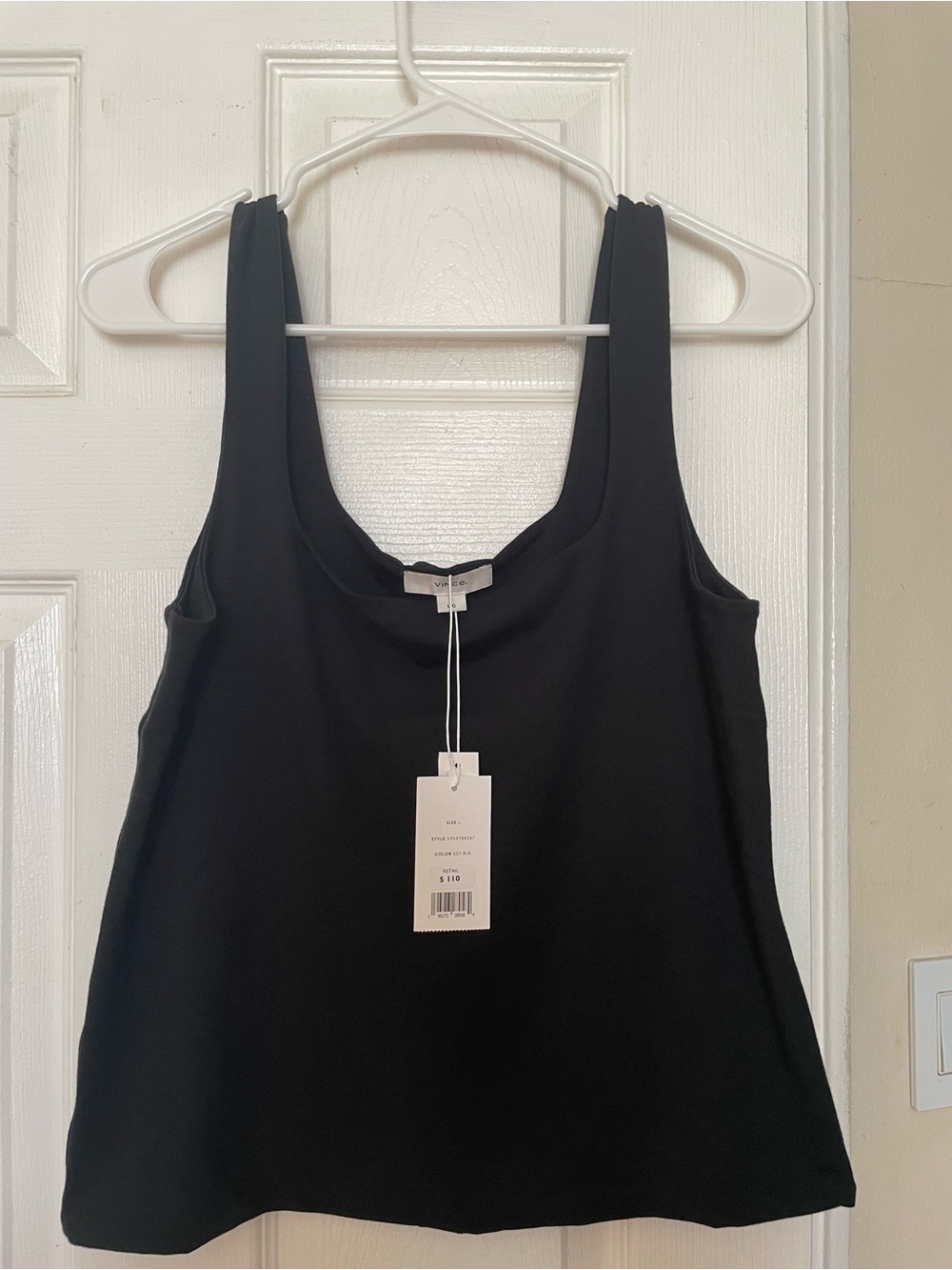 Vince Square Neck Tank Top Sleeveless Knit Stretch Double Layer Black sz L